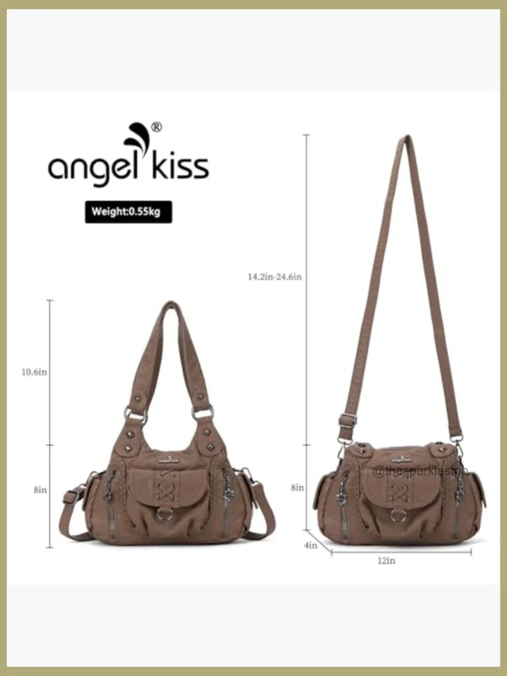 Vegan Leather Hobo Shoulder Bag with Multi Pockets Crossbody Tote
